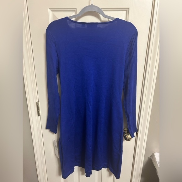 Nina Leonard Sweater Dress Women’s Deep Sapphire V-Neck Ribbed Large NWT - Picture 6 of 6